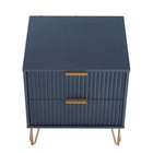 Manhattan Comfort - Dumbo table de chevet moderne à 2 tiroirs et commode à 3 tiroirs - bleu minuit - ensemble de 2-10