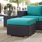 Modway - Convene Terrasse extérieure Tissu Carré ottoman in Espresso Turquoise-Cadre en aluminium revêtu de poudre