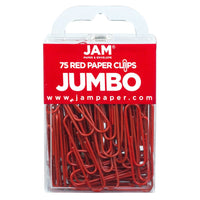 JAM Paper - Trombones géants colourés - grands trombones rouges de 5 cm - paquet de 75-Couleur : Rouge