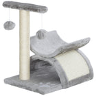 PawHut - Arbre à chat 17 po petit, tour pour chat avec poteau supérieur rotatif - gris clair-Structure robuste en panneaux de particules avec cordes en sisal et peluche douce 