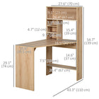 HOMCOM - Bureau d'ordinateur style nordique - 43,25 po L x 27,5 po l x 54,75 po H - couleur chêne-Équipé d'une étagère de rangement pour organiser les fournitures de bureau et garder vos objets à portée de main