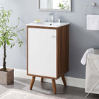 Modway - Transmit 18" Vanette de salle de bain - Blanc noyer-Pattes en bois écartées