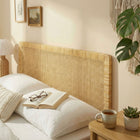 Modway - Sandy Fixé au mur Bois de manguiers et rotin Tête de lit King Size, Rotin naturel-Bords ronds