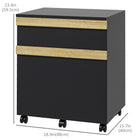 Vinsetto - Classeur 2 tiroirs pour documents format lettre/A4 avec 5 roulettes - grain de bois noir-Les roulettes permettent de le déplacer où vous en avez besoin 

