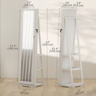 HOMCOM - Armoire à bijoux miroir - 15 po L x 15 po l x 63 po H - blanc-Fabriqué en panneau MDF, solide et robuste 