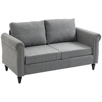 HOMCOM - Canapé loveseat avec accoudoirs courbés - gris clair-Le tissu effet chenille offre une texture luxueusement douce et confortable 