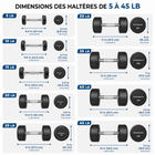 MotionGrey - Haltère  à poids fixe pour l’entraînement musculaire à domicile - 50 lb-Couleur : Noir