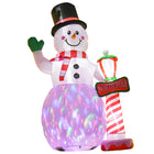 HOMCOM - Bonhomme de neige gonflable de Noël Airblown éclairé décoration intérieur extérieur - Blanc-La décoration à la mode du bonhomme de neige crée une atmosphère de festival 