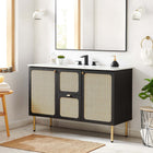 Modway - Chaucer 48" Vanité de salle de bain à un seul lavabo - Noir Blanc-Boutons d’armoire en métal