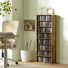 HOMCOM - Armoire de rangement multimédia à 8 niveaux - brun rustique-Étagères réglables pouvant accueillir jusqu'à 185 DVD ou Blu-ray