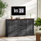 HOMCOM - Armoire 57,9 po L avec station de recharge et dessus épaissi - grain de bois noir-Glissières de tiroir silencieuses pour une ouverture/fermeture douce et silencieuse 
