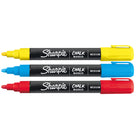Sharpie - Marqueurs Craie à Effacement Humide - Pointe Moyenne - Couleurs Primaires Variées - Paquet de 3-La couleur opaque est parfaite pour une utilisation sur des tableaux noirs, blancs et lumineux, et sur du verre