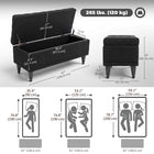 HOMCOM - Banc ottoman de rangement à dessus rabattable pour bout de lit - noir-Les pieds en bois dur recouverts sont surélevés pour éviter de rayer le sol   