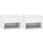 HOMCOM - Table de chevet flottante avec tiroir et étagère - blanc - lot de 2-Ensemble de deux garantit un style coordonné dans n'importe quelle pièce 