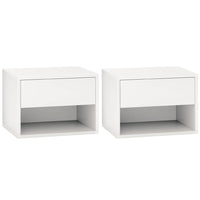 HOMCOM - Table de chevet flottante avec tiroir et étagère - blanc - lot de 2-Ensemble de deux garantit un style coordonné dans n'importe quelle pièce 