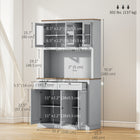 HOMCOM - Armoire de garde-manger 71 po avec espace pour micro-ondes et vaisselier - gris-Design moderne et élégant avec portes vitrées et shaker pour la décoration intérieure 