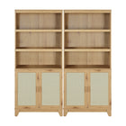 Manhattan Comfort - Ensemble de 2 bibliothèques-armoires Sheridan 80 cm style mid-century modern, coloris naturel-Ensemble de 2 - Bibliothèque moderne en rotin pour bureau à domicile, salon et rangement supplémentaire