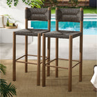 Modway - Parkland Terrasse extérieure Rotin et aluminium Tabourets de bar - Noyer - Ensemble de 2-Cadre en aluminium avec finition en bois