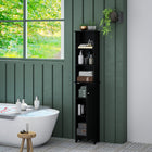HOMCOM - Armoire colonne de salle de bain haute avec étagères ajustables - noir-Finition noire adaptée à la plupart des intérieurs modernes 