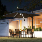 Outsunny - Parasol déporté 8 pi pour terrasse avec lumières LED à énergie solaire-La toile pivote à 360 degrés, vous protégeant toute la journée  
