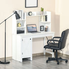 HOMCOM - Bureau d'ordinateur avec rangement - 47,2 po L x 19,7 po l x 53,7 po H - blanc-Plusieurs étagères et une armoire à deux niveaux gardent vos objets bien organisés