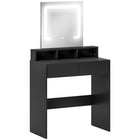HOMCOM - Coiffeuse avec miroir et lumières - 29,5 po L x 15 po l x 53,1 po H - noir-Éclairage LED avec trois options de couleur pour améliorer l’application du maquillage 