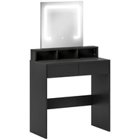 HOMCOM - Coiffeuse avec miroir et lumières - 29,5 po L x 15 po l x 53,1 po H - noir-Éclairage LED avec trois options de couleur pour améliorer l’application du maquillage 