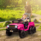 Qaba - Voiture RC électrique pour enfants 12V 7A avec commutateur 4WD/2WD - rose-Offre 1 heure de jeu réaliste et amusant 