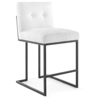 Modway - Privy Acier inoxydable noir Tissu rembourré Tabouret de comptoir - Noir Blanc-Tabouret de comptoir de cuisine Glam Deco