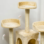 PawHut - Arbre à chat 71 po, tour avec griffoir, maisons, jouets - beige-Échelle incluse pour permettre à votre chaton de monter et descendre facilement 
