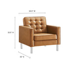 Modway - Loft Touffe Cuir végane Fauteuil - Silver Tan-Rembourrage en cuir végane