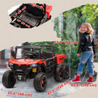 Qaba - Camion électrique pour enfants 24V 4WD avec 6 roues, 2 places et benne basculante - rouge-Équipé d'une benne basculante électrique pour des aventures amusantes de transport et de déchargement 