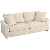 HOMCOM - Canapé 3 places rembourré pour chambre - blanc crème-Le pack de ressorts et l’éponge haute densité assurent un confort d’assise durable 