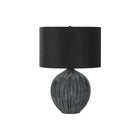 Monarch Specialties - Luminaire - 23 po H Lampe De Table - Céramique Noire - Abat-Jour Noir - Contemporain-Avec un design audacieux et contemporain, cette lampe de table de 23 pouces de haut avec une base en céramique noire texturée, un large abat-jour en tissu noir et un embout rond noir sur le dessus, ajoutera du style à n'importe quelle pièce