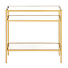 Hudson&Canal - Table d'appoint rectangulaire Sivil 61 cm (24 po) - Laiton-Comprend un plateau et des étagères en verre trempé