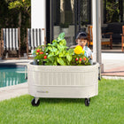 Permasteel - Bac de jardin avec système d’arrosage automatique - ivoire-Environnement de jardinage ergonomique, sans besoin de se pencher