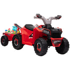 Aosom - quad 6v pour enfants, véhicule électrique pour enfants à batterie - rouge-Remorque arrière pour ranger les jouets 
