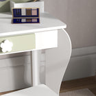 Qaba - Coiffeuse pour enfants avec miroir et tabouret motif fleur - blanc-Miroirs clairs et visibles en acrylique  
