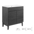 Modway - Render 30" Armoire à coiffeuse de salle de bain - Charcaol White-Étagère de rangement réglable