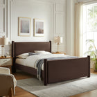 Modway - Rael Performance Velvet Lit plateforme Queen, Marron chocolat-Système de soutien en lattes de bois