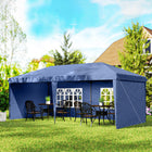 Outsunny - Tente auvent d'extérieur pliante 10 pi l x 20 pi L avec sac de transport - Bleu-Le toit en polyéthylène aide à bloquer les rayons UV lors d'une utilisation extérieure ensoleillée
