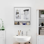 Kleankin - Armoire à pharmacie avec miroir - blanc-Gain de place, peut être suspendu au mur ou au-dessus des toilettes 