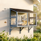 PawHut - Enclos extérieur pour fenêtre, maison pour chat d’extérieur, 39,4 po L - gris-Ce catio possède une structure en bois de sapin massif pour la stabilité et la durabilité 