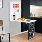 HOMCOM - Table murale pliante convertible bureau - 23,5 po L x 37,25 po l x 57,75 po H - blanc et noir-Offre une surface de travail pratique et un accès aux compartiments de rangement lorsqu’il est ouvert