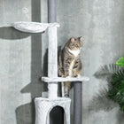 PawHut - arbre à chat du sol au plafond 89 po-100 po avec kit anti-basculement - gris-La base solide et le dispositif anti-basculement empêchent le renversement, assurant une montée en toute sécurité 