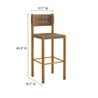 Modway - Parkland Terrasse extérieure Rotin et aluminium Tabourets de bar - Naturel - Ensemble de 2-Dossier et siège en rotin synthétique