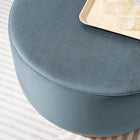 Modway - Tilden Grand Velours rond de performance de 29" Rembourré Ottoman - Cadet Blue Natural-Socle en caoutchouc