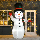 HOMCOM - Bonhomme de neige gonflable d'extérieur étanche et ondulant-8 lumières LED blanches internes intégrées 