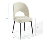 Modway - Rouse Tissu rembourré Fauteuil d’appoint de salle à manger - Noir beige-Pattes en acier inoxydable noir mat