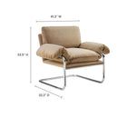 Modway - Ansel Performance Velvet Chaise d’accent - Taupe-Cadre en acier inoxydable poli